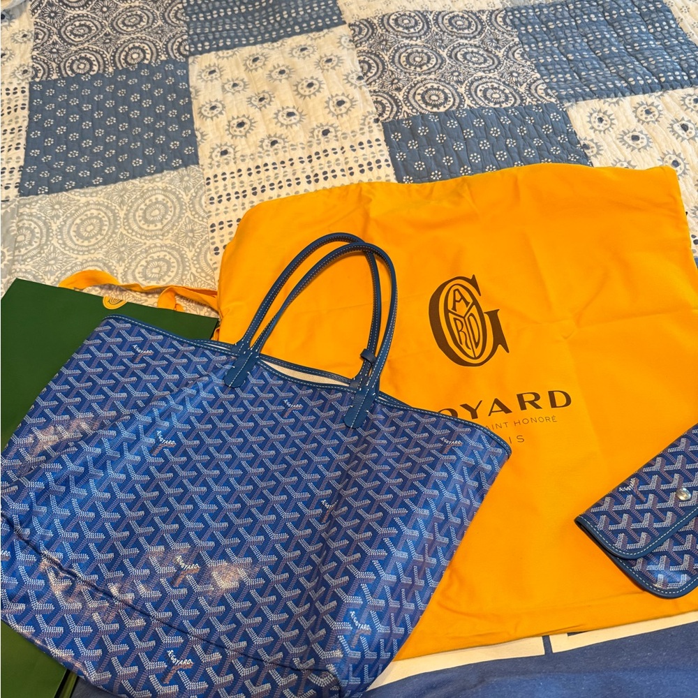 Goyard Chevron Blue Tote PM Saint Louis